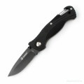 Нож складной "Ganzo" с зажимом и встроенным свистком, дл.клинка 75 мм, сталь 420C, цв.чёрный.