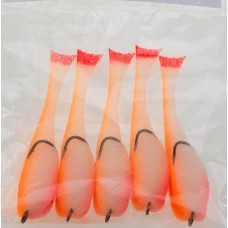 Рыбка поролоновая оснащенная на двойнике 140 мм. Цвет 20 UV упак. 5 шт.